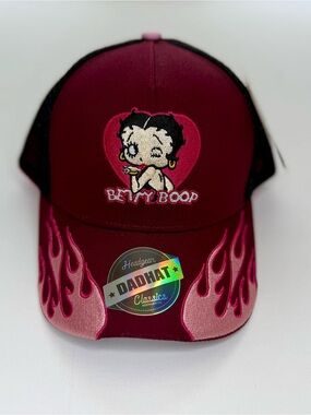 Betty Boop Maroon Pink Flame Trucker Hat